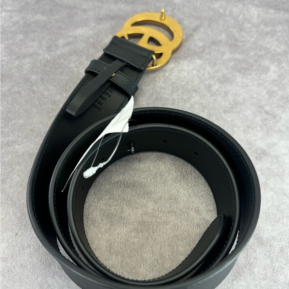 Gucci 2015 Re Edition Wide Leather Belt Gg Double Marmont Black 400593 85/34 - Picture 4 of 10